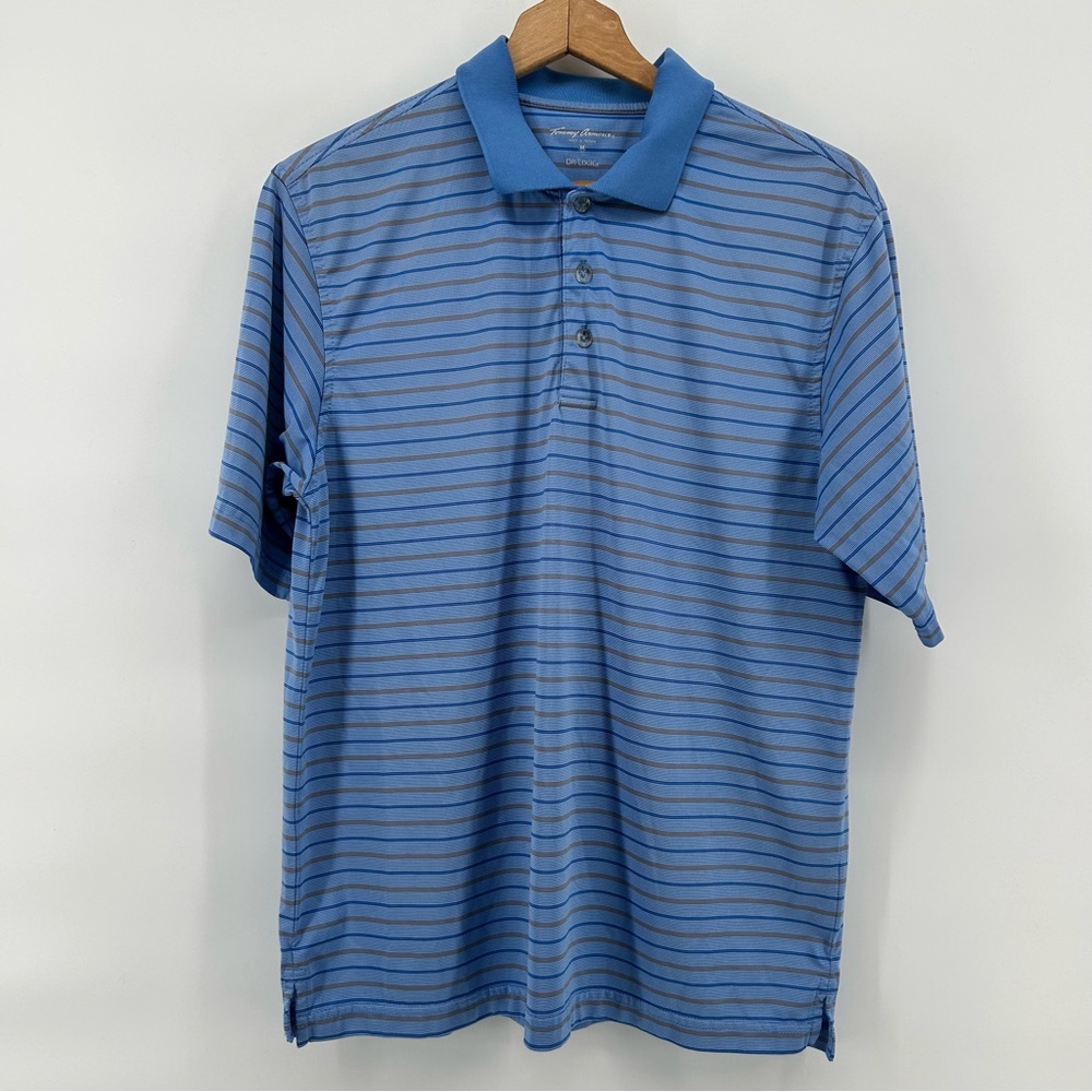 Tommy Armour Golf Polo Shirt Mens M Blue Dri Logic Blue‎ Stripe Performance